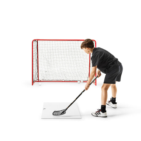 Floorball shooting kit with goal and shooting pad for team and coach training